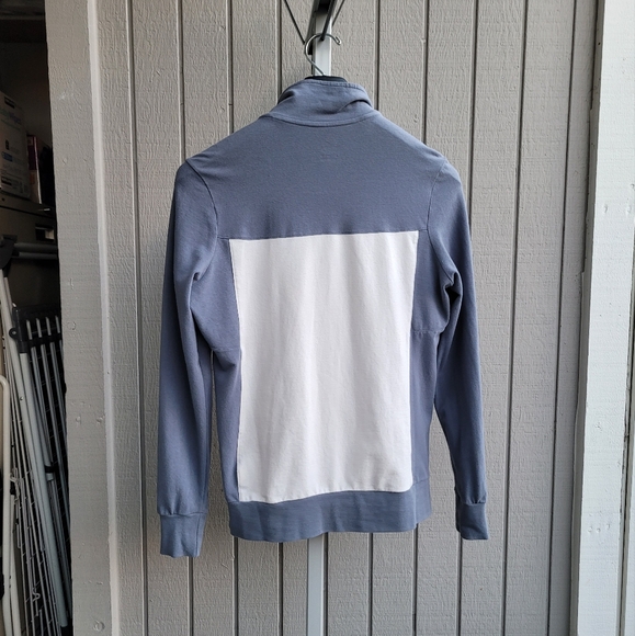 Nike | Athletic Cotton Stretch Full Zip Jacket EUC Blue & Cream Mock Neck XL - Picture 3 of 13